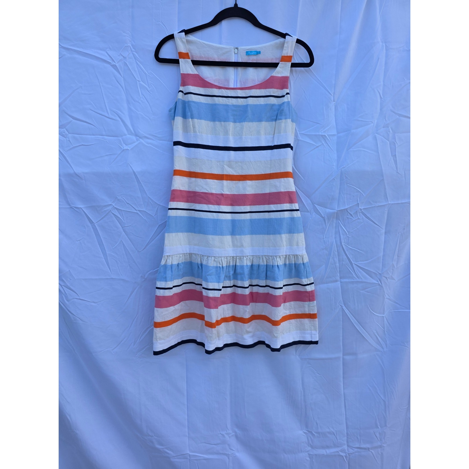 J.Mclaughlin Womens Size 0 Striped Drop Waist Flounce Hem Sleeveless Dress Multi